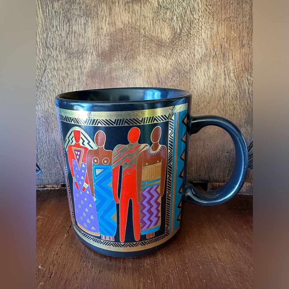 Vintage Laurel Burch coffee mug 80s home decor 1980s cat artist ceramic art mug